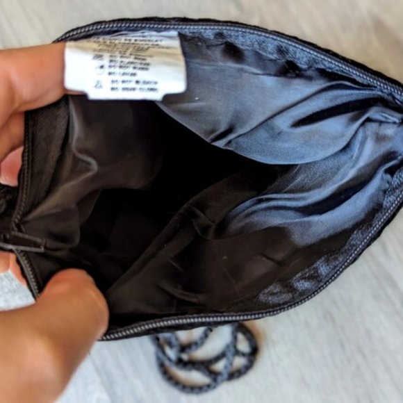 VINTAGE 90s Embroidered Velour Purse Floral Embroidery Handmade Crossbody Bag - Picture 7 of 8